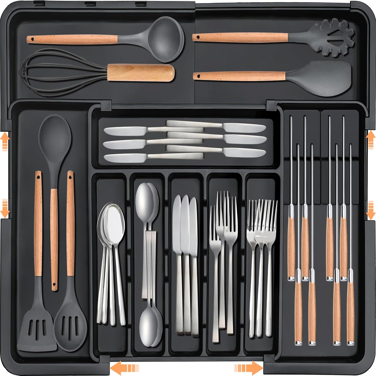 Homecor Expandable Silverware Organizer with Knife Blocks