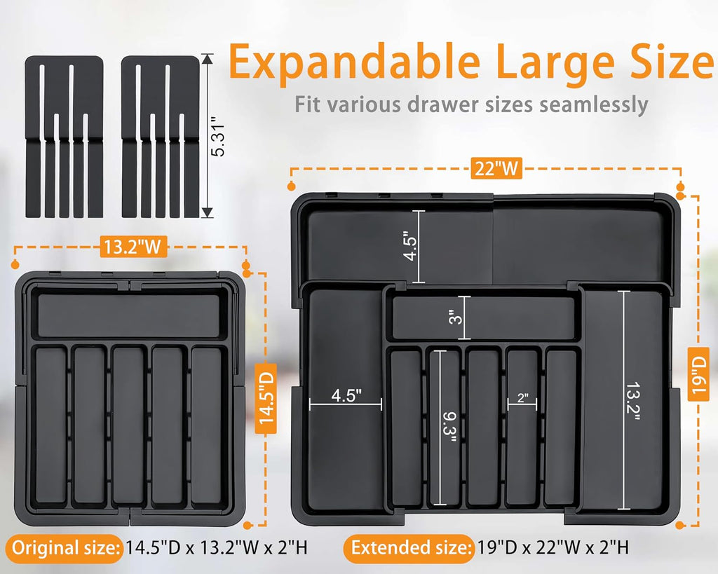 Homecor Expandable Silverware Organizer with Knife Blocks