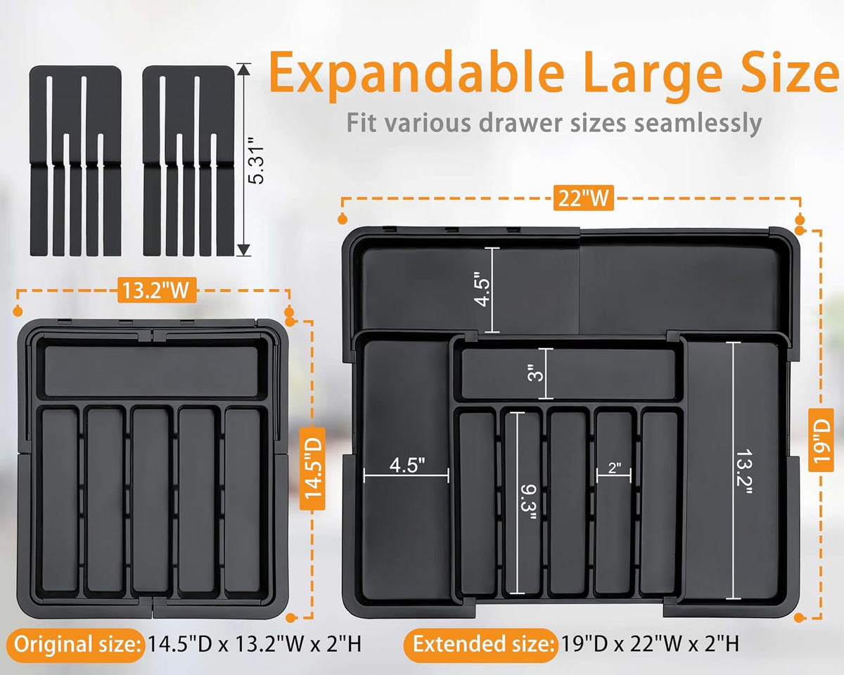 Homecor Expandable Silverware Organizer with Knife Blocks