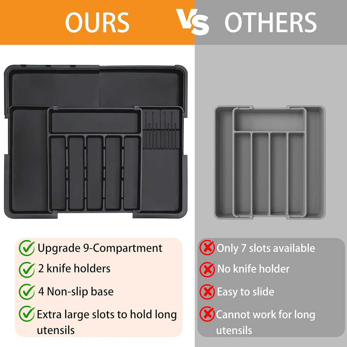 Homecor Expandable Silverware Organizer with Knife Blocks