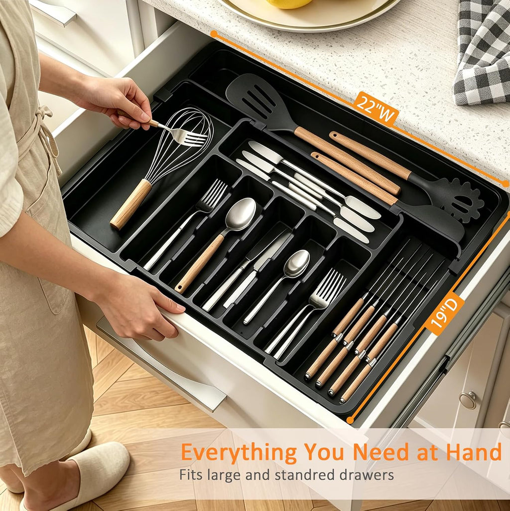 Homecor Expandable Silverware Organizer with Knife Blocks