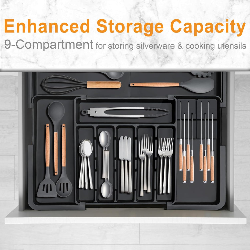 Homecor Expandable Silverware Organizer with Knife Blocks
