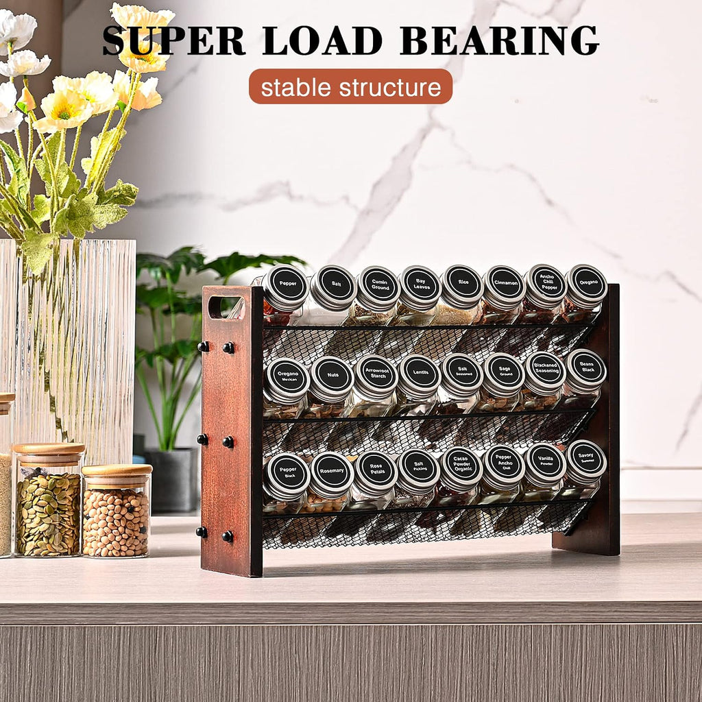 3-Tier Wooden Spice Rack Organizer