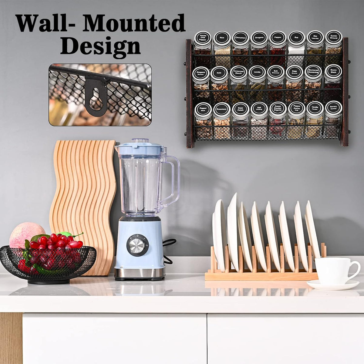 3-Tier Wooden Spice Rack Organizer