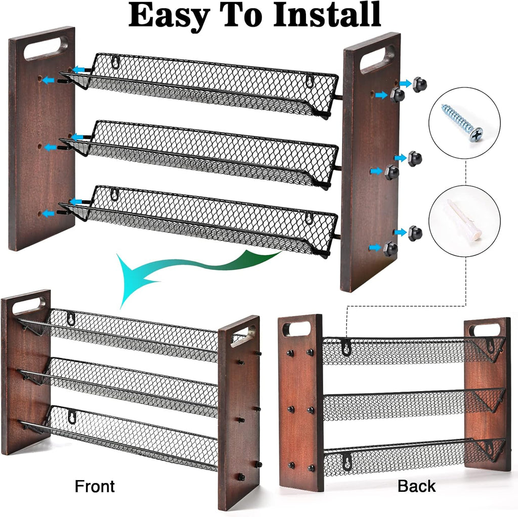 3-Tier Wooden Spice Rack Organizer