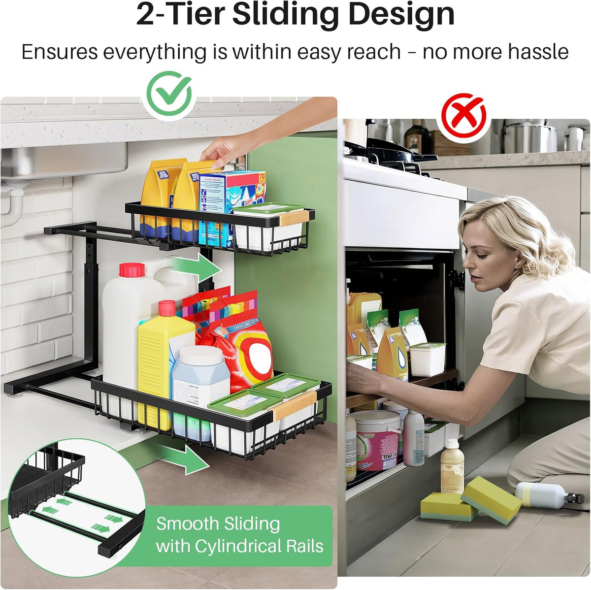 Kitstorack 2-Tier Under Sink Organizer, 2-Pack