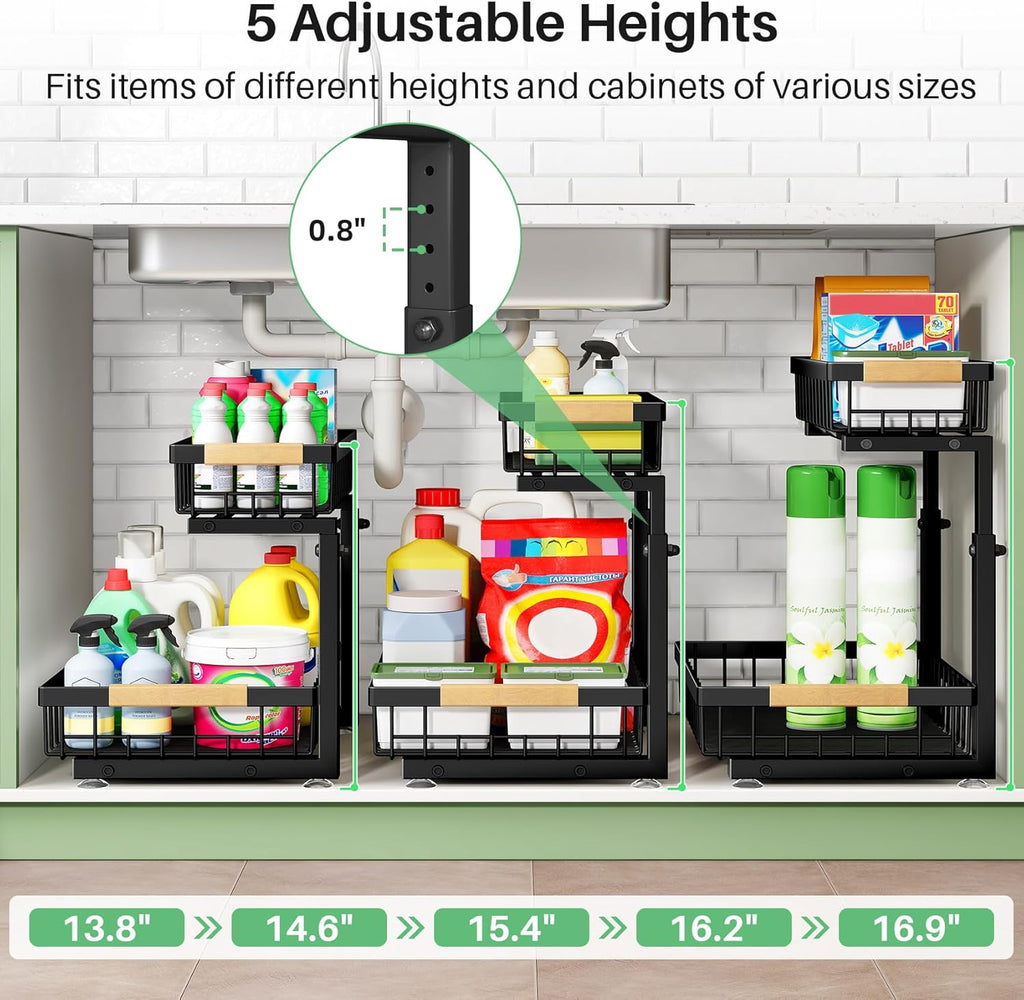 Kitstorack 2-Tier Under Sink Organizer, 2-Pack