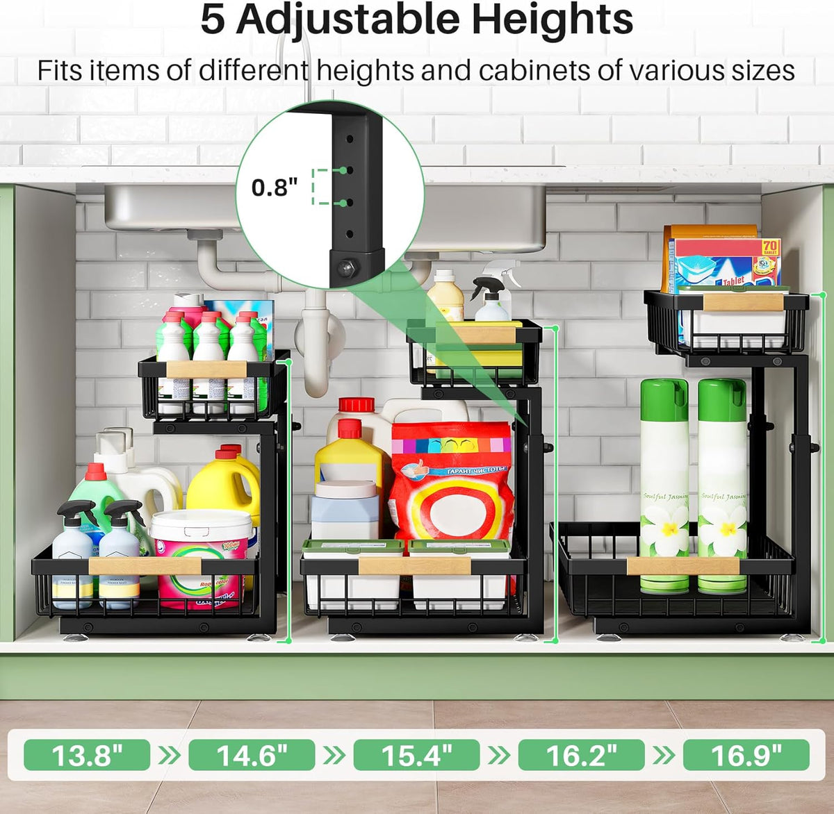 Kitstorack 2-Tier Under Sink Organizer, 2-Pack