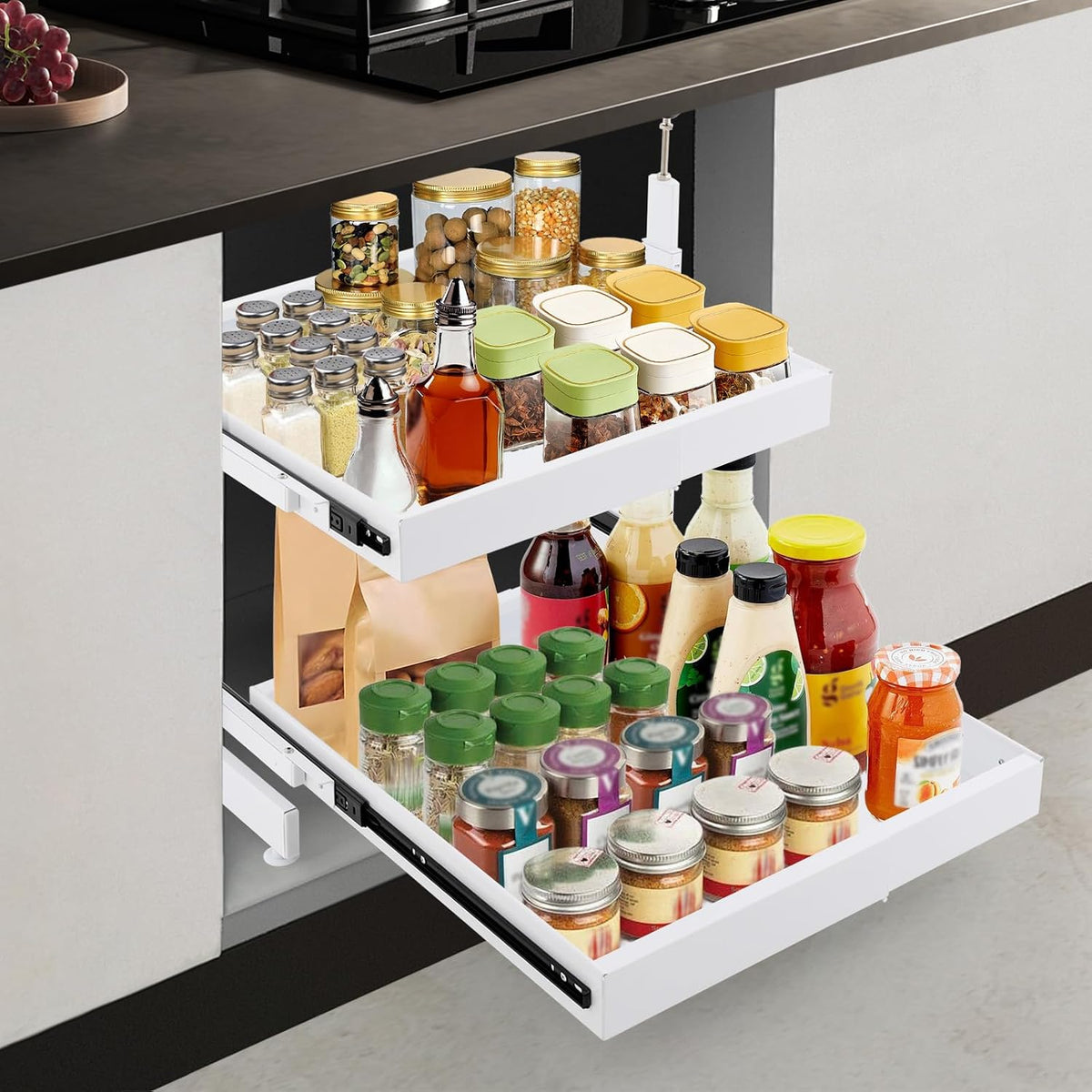 Expandable 2-Tier Pull Out Cabinet Organizer