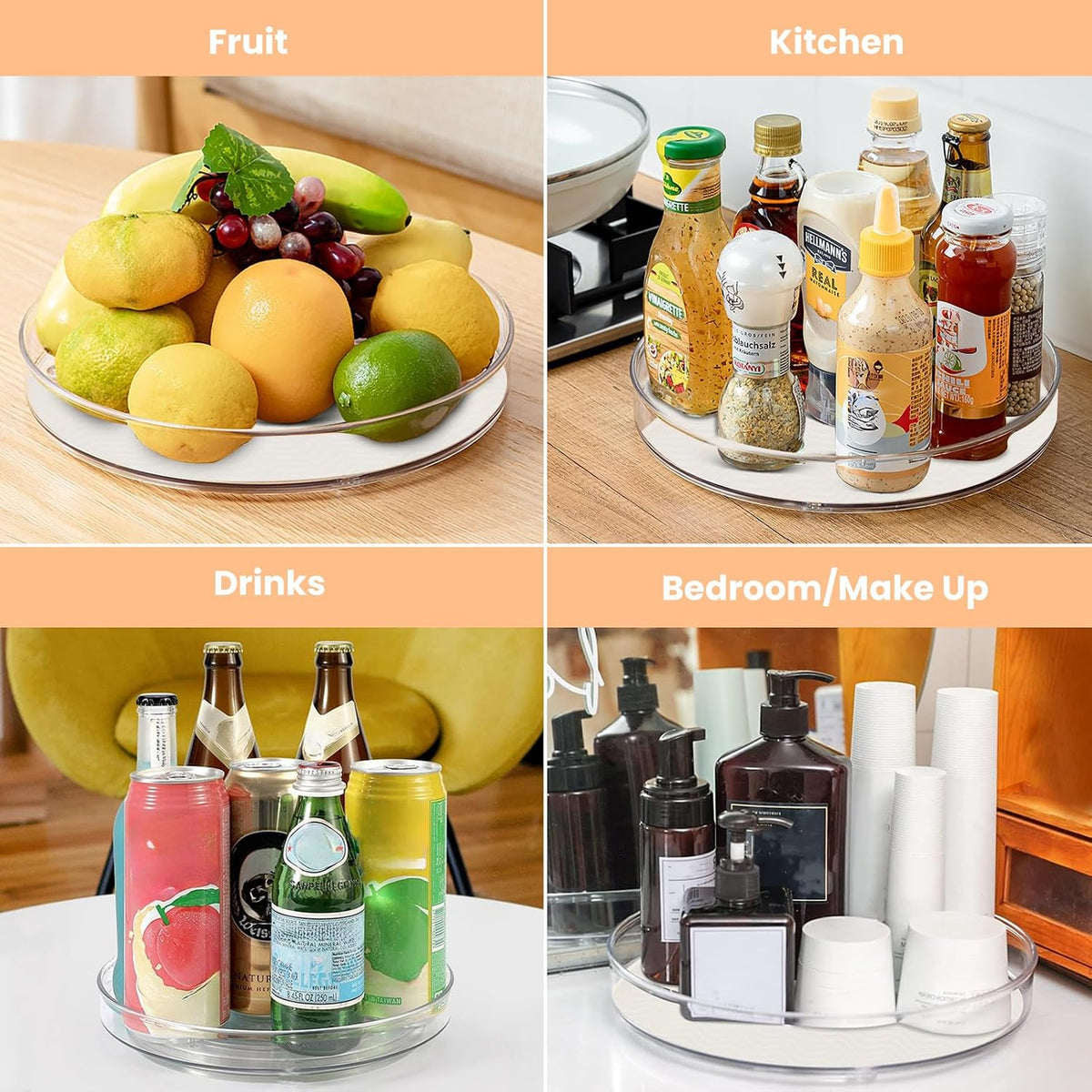 2-Pack Lazy Susan Turntable Organizers