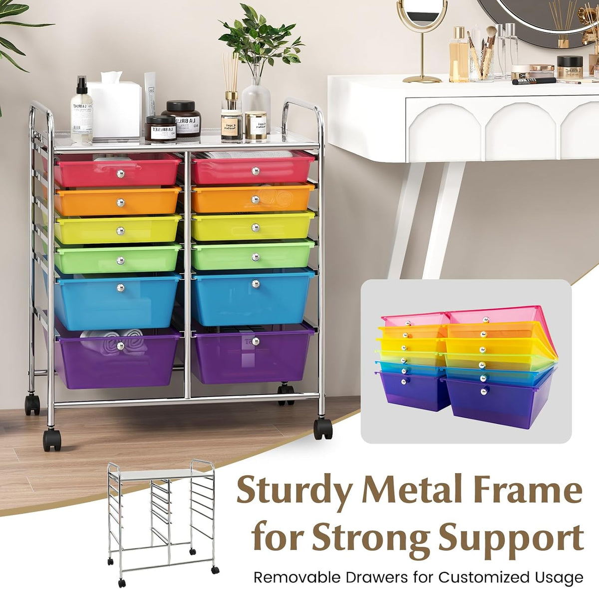 12-Drawer Rolling Storage Cart