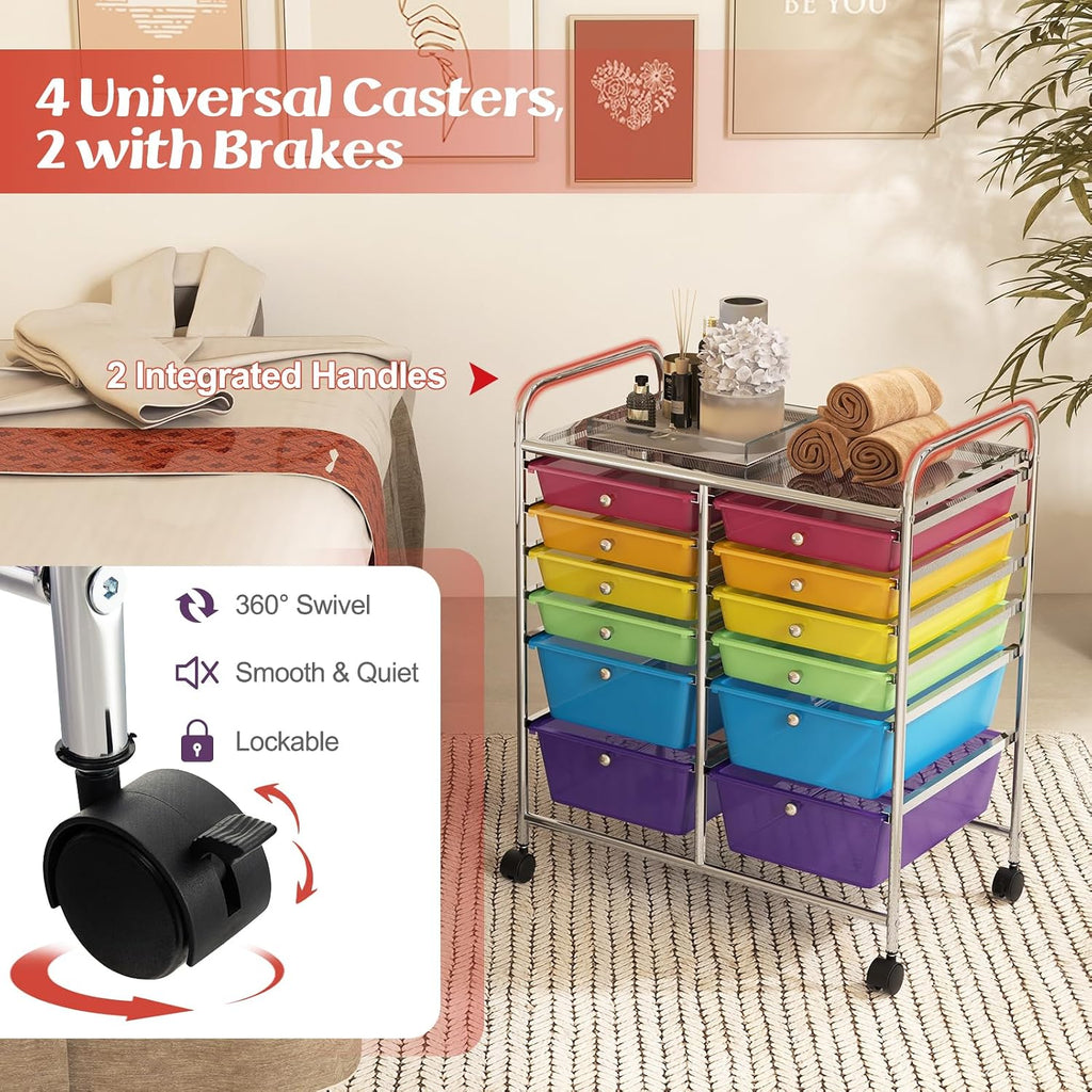 12-Drawer Rolling Storage Cart