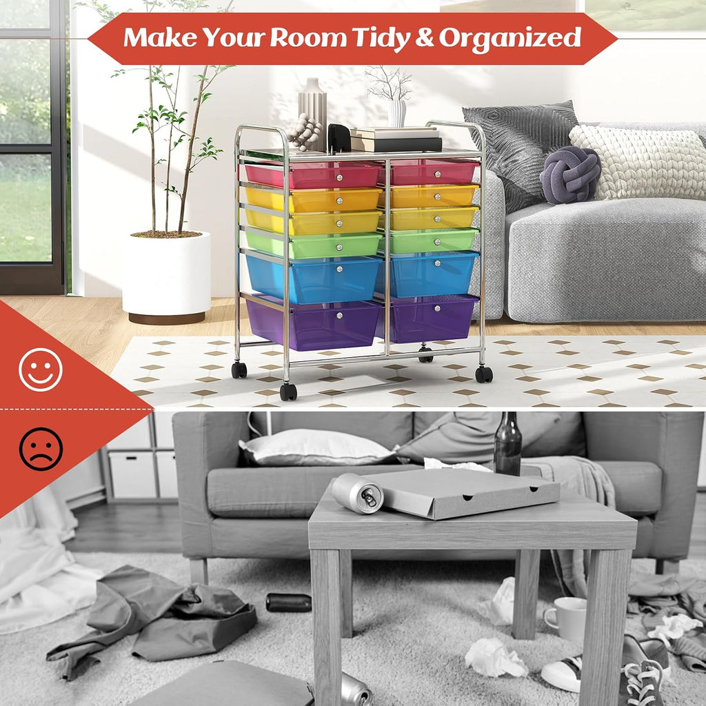 12-Drawer Rolling Storage Cart