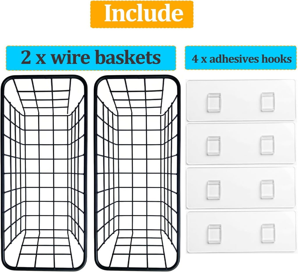 2-Piece Adhesive Hanging Wall Baskets