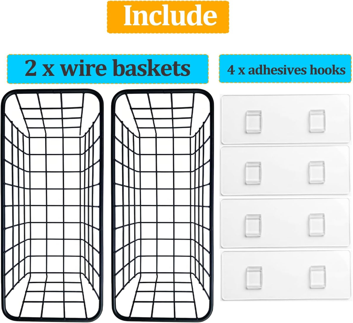2-Piece Adhesive Hanging Wall Baskets