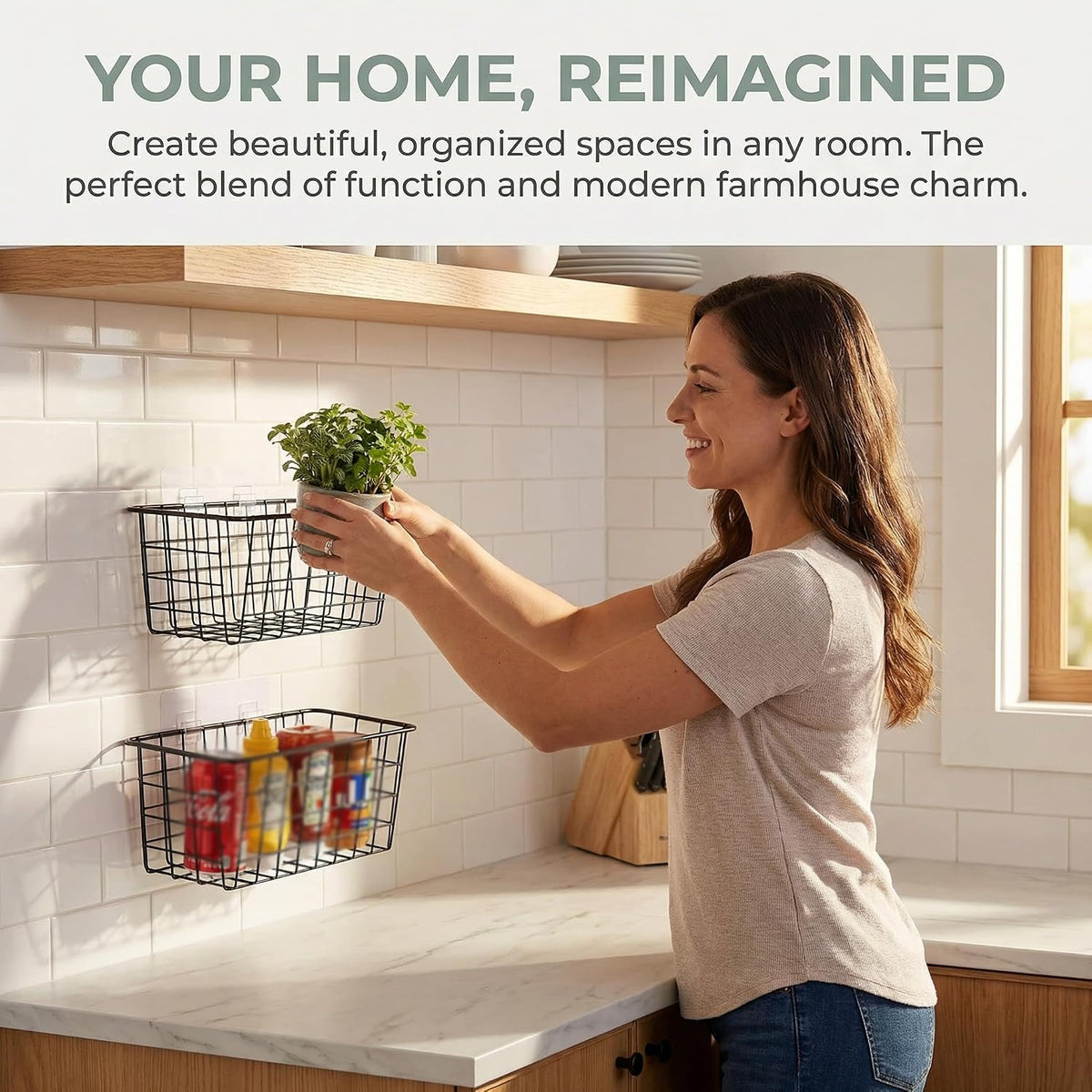 2-Piece Adhesive Hanging Wall Baskets