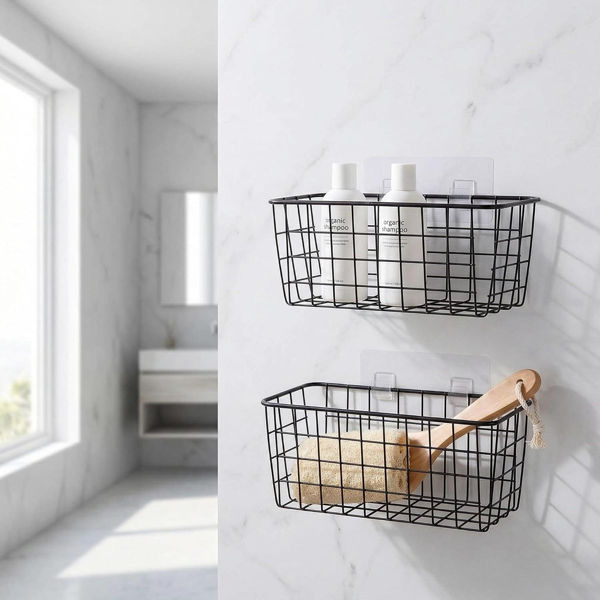 2-Piece Adhesive Hanging Wall Baskets