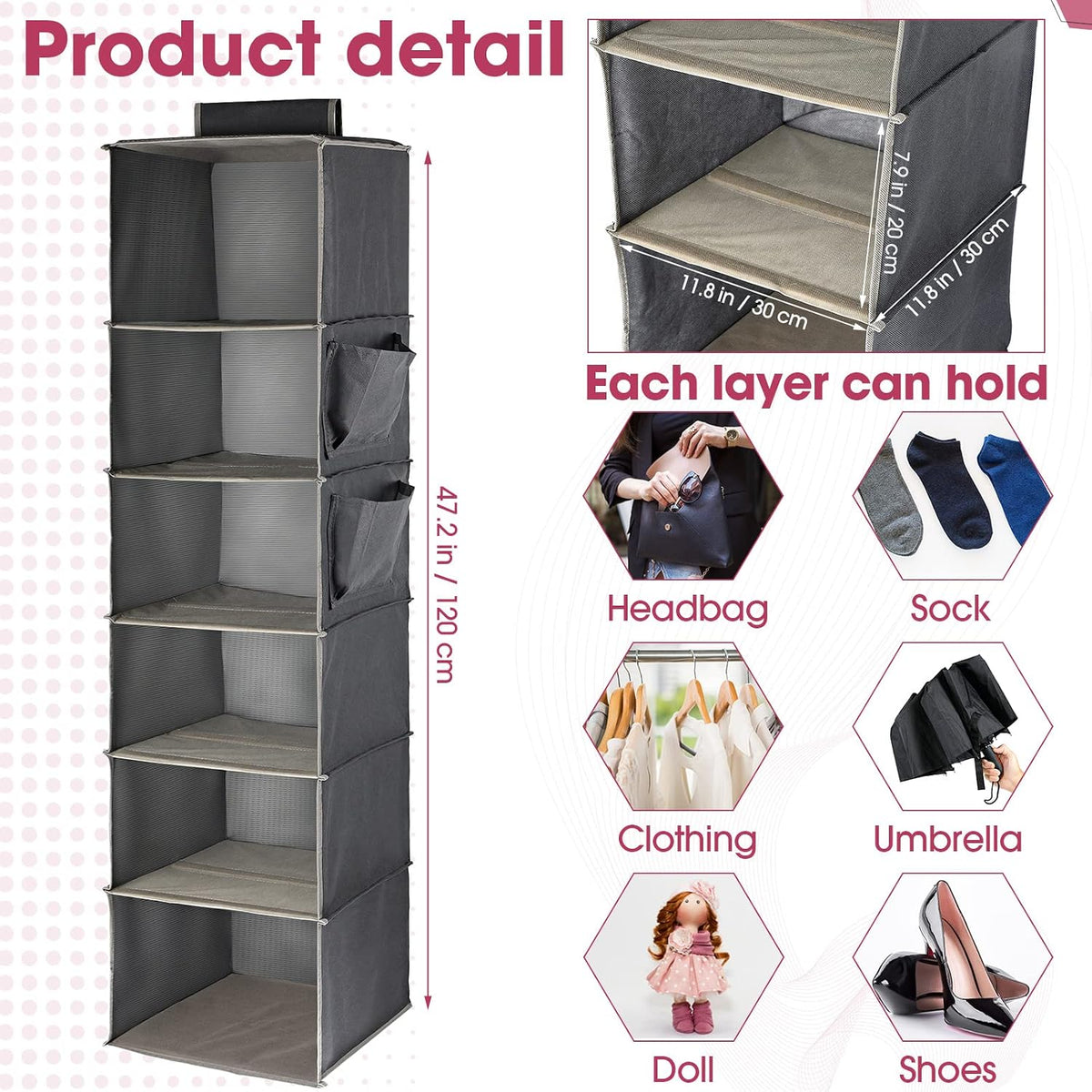 3-Pack 6-Shelf Hanging Closet Organizers
