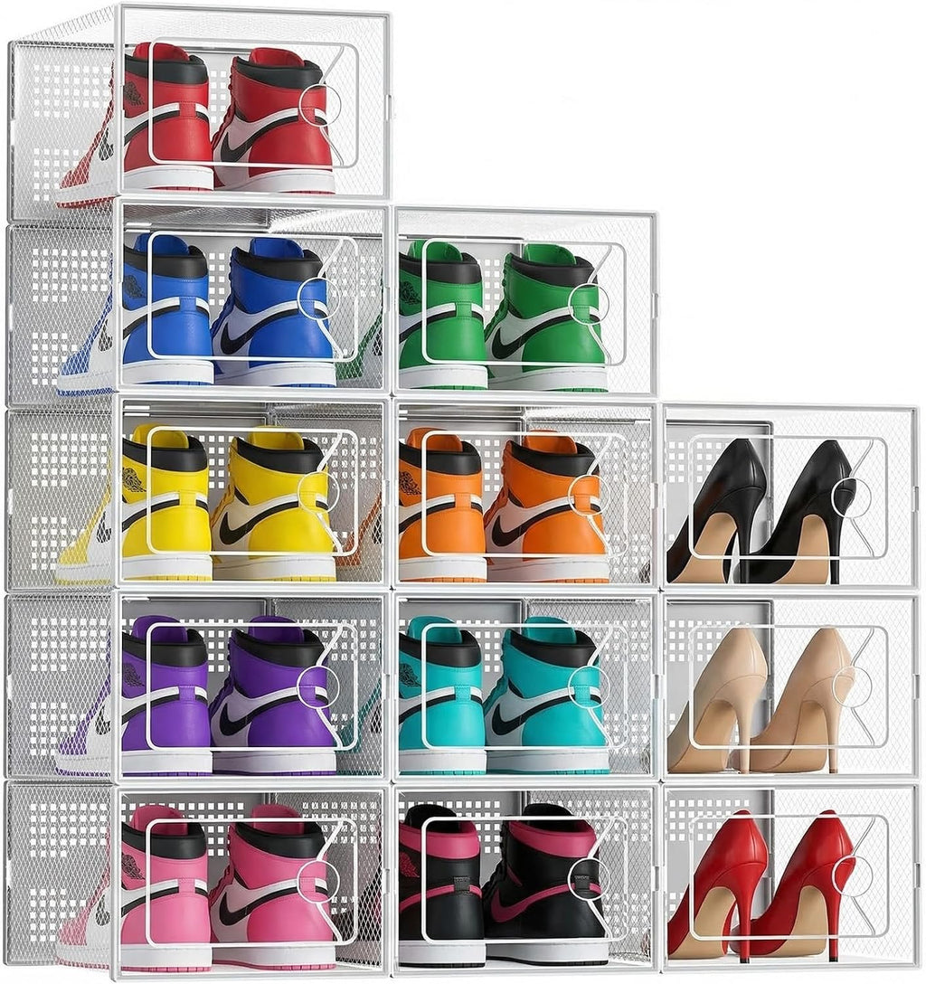 DUMOS Stackable Shoe Storage Boxes, 12-Pack