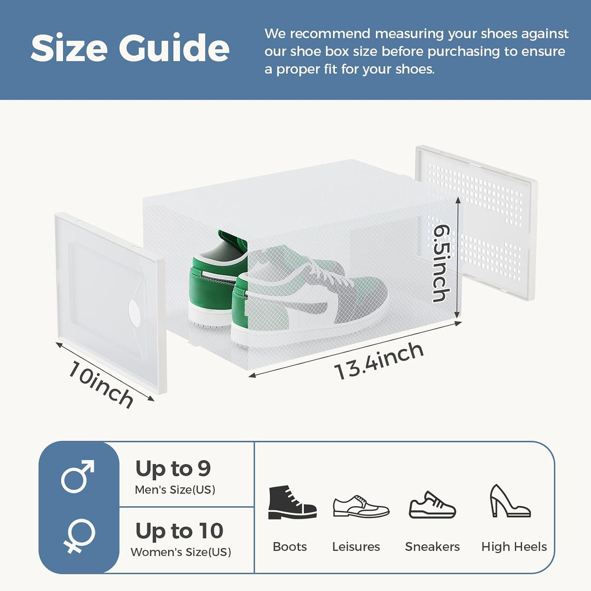 DUMOS Stackable Shoe Storage Boxes, 12-Pack