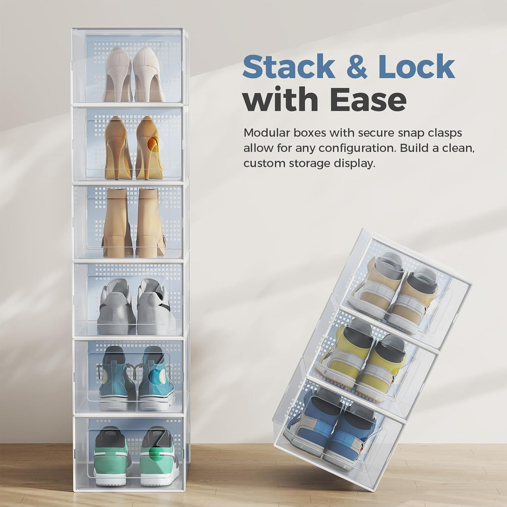 DUMOS Stackable Shoe Storage Boxes, 12-Pack