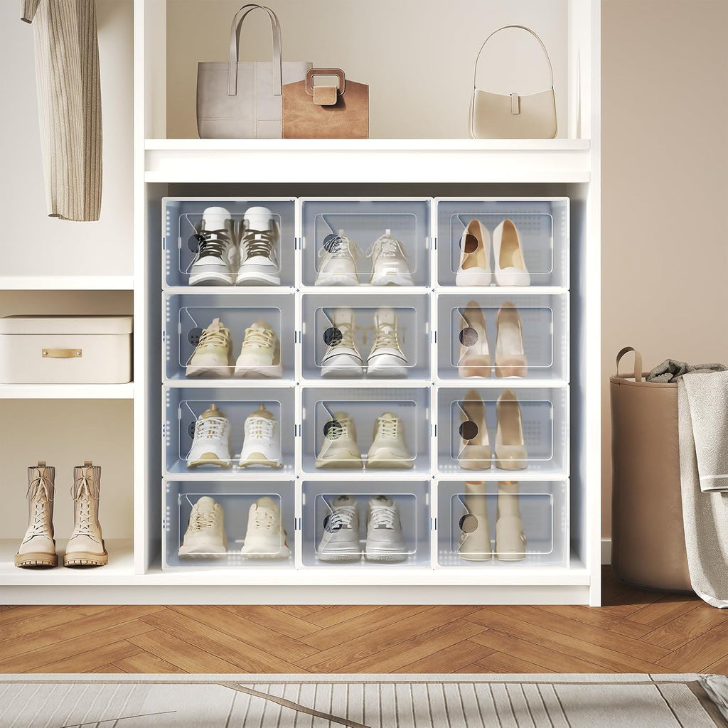 DUMOS Stackable Shoe Storage Boxes, 12-Pack