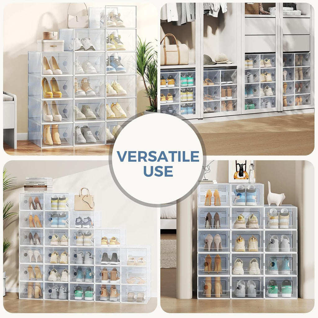 DUMOS Stackable Shoe Storage Boxes, 12-Pack
