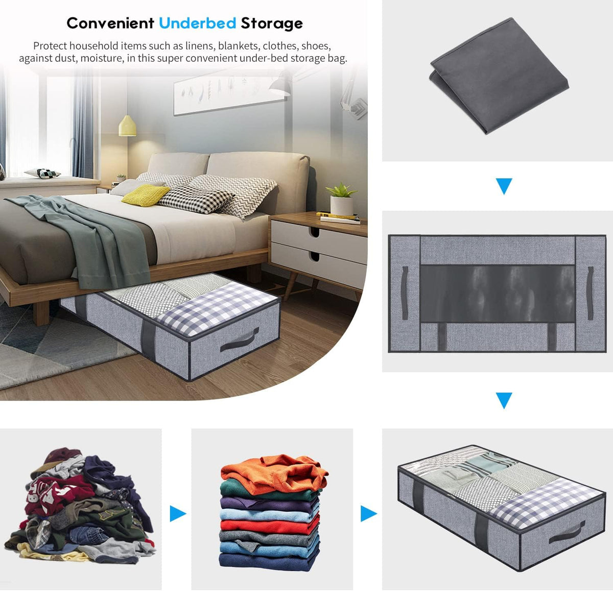 Onlyeasy Foldable Underbed Storage Bags, 2-Pack