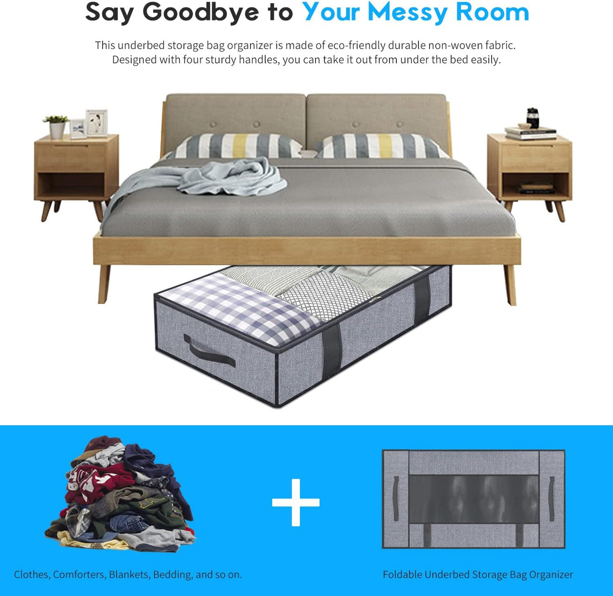 Onlyeasy Foldable Underbed Storage Bags, 2-Pack