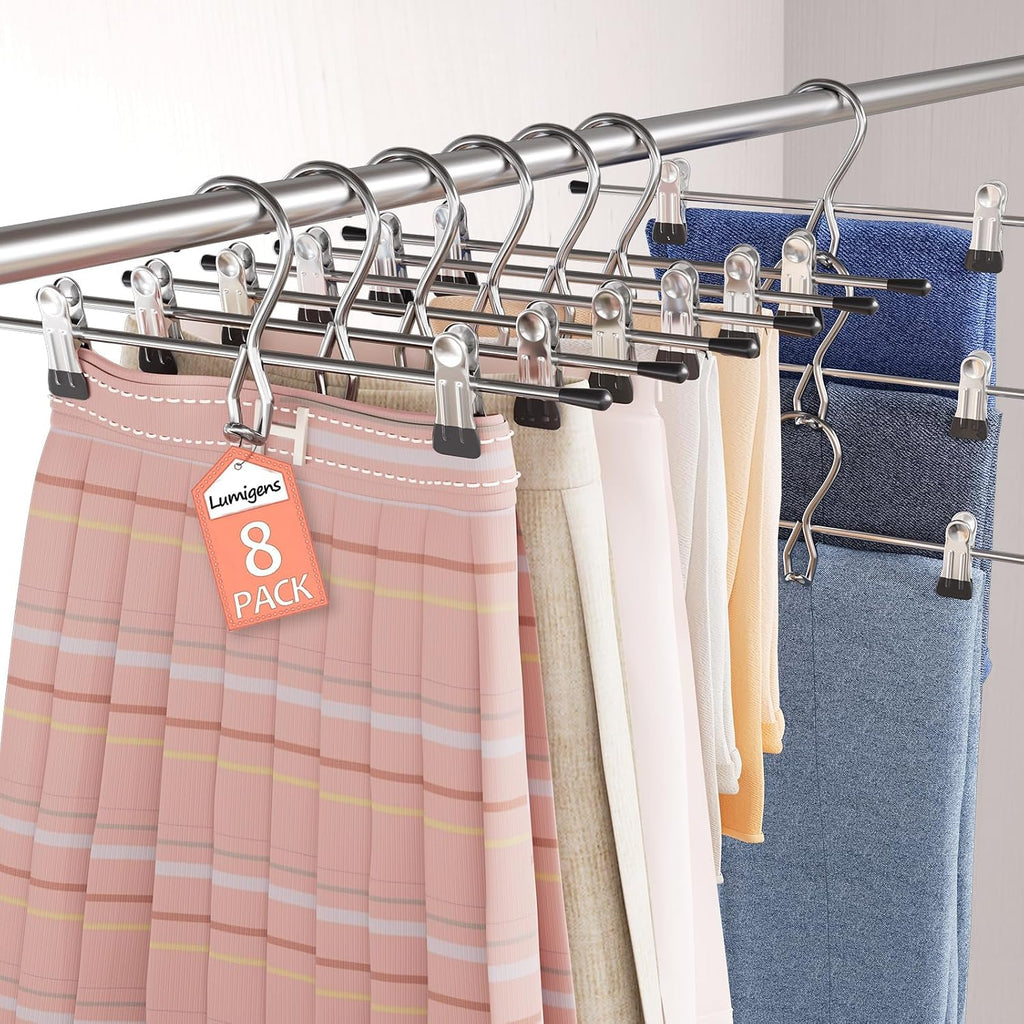 Space-Saving Pants & Skirt Hangers, 8-Pack