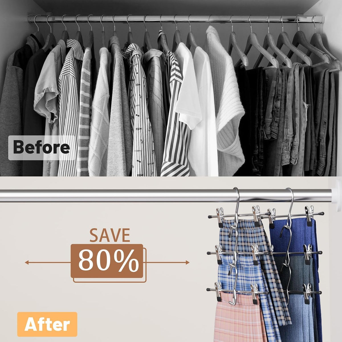 Space-Saving Pants & Skirt Hangers, 8-Pack