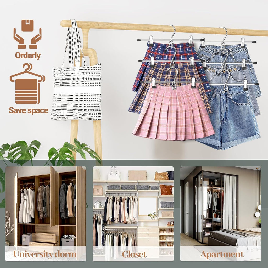 Space-Saving Pants & Skirt Hangers, 8-Pack
