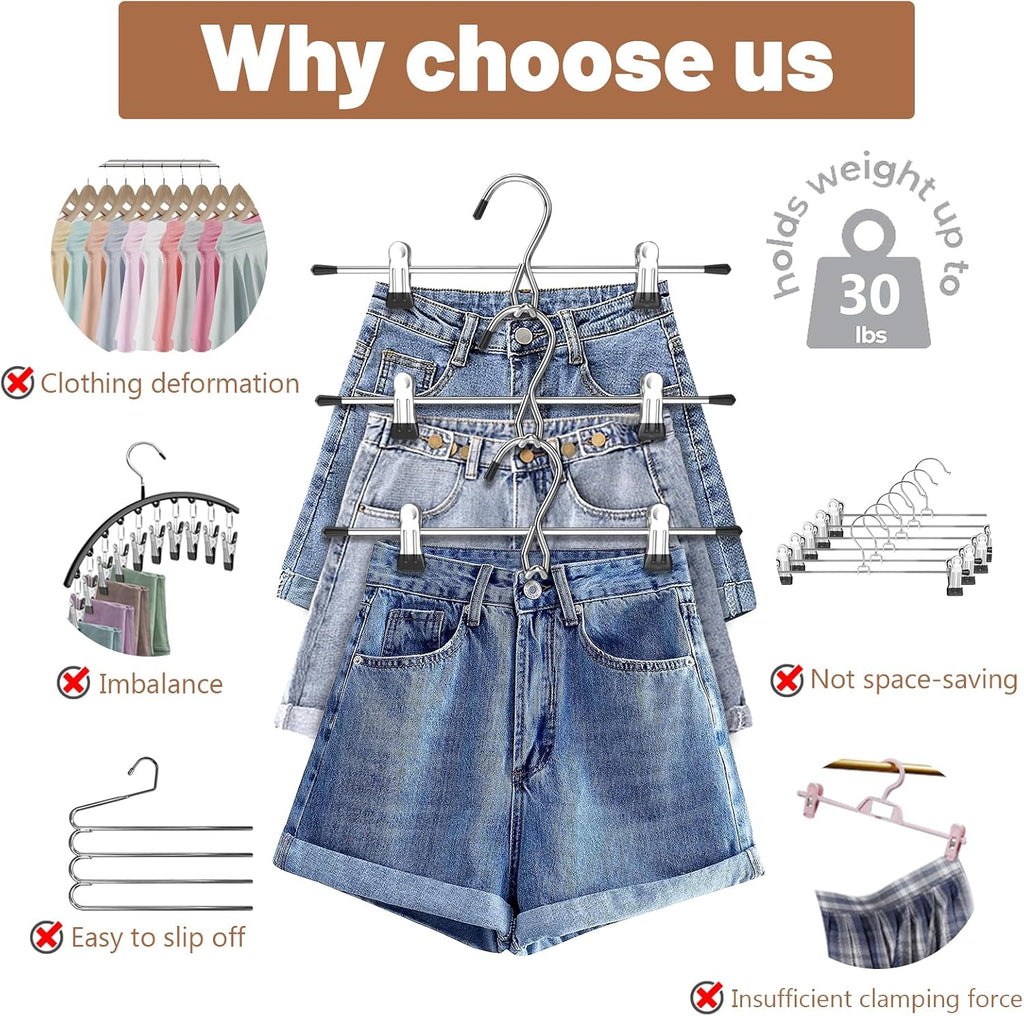 Space-Saving Pants & Skirt Hangers, 8-Pack
