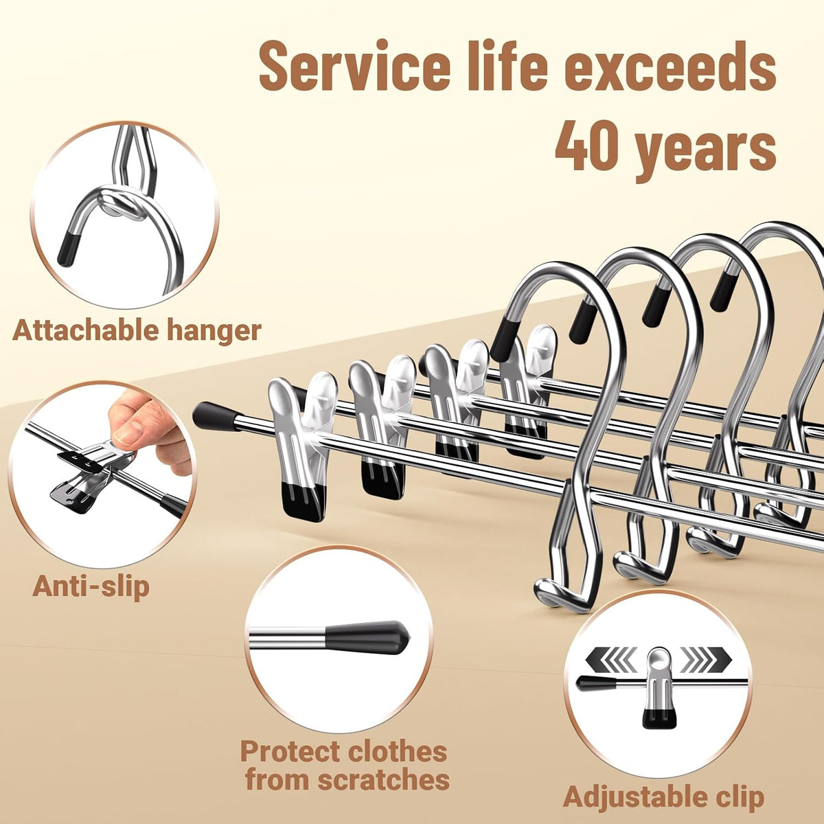 Space-Saving Pants & Skirt Hangers, 8-Pack